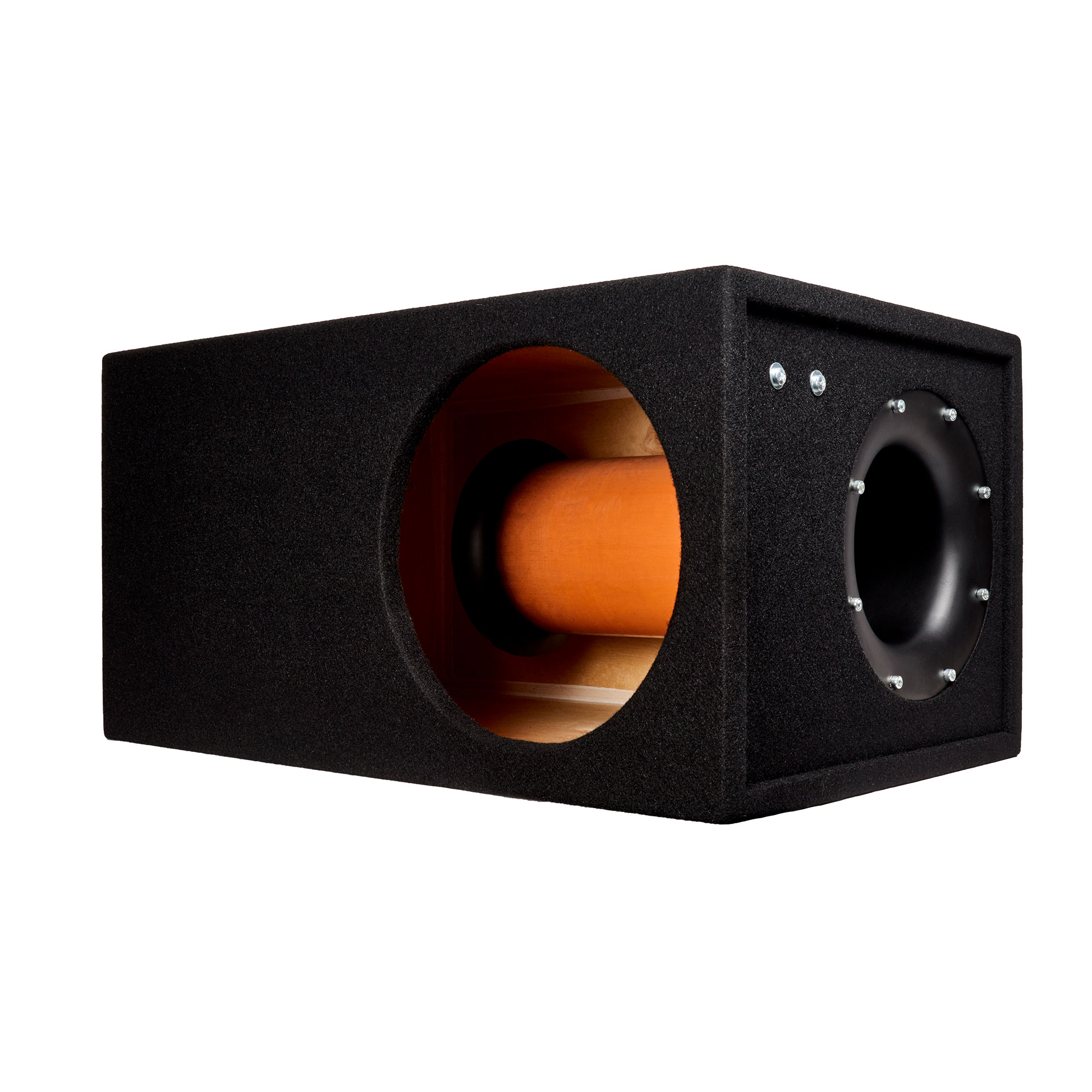 Короб для сабвуфера 12" ФИ 70 литров. B12-1.F18-1.C-BK.V.T-BK